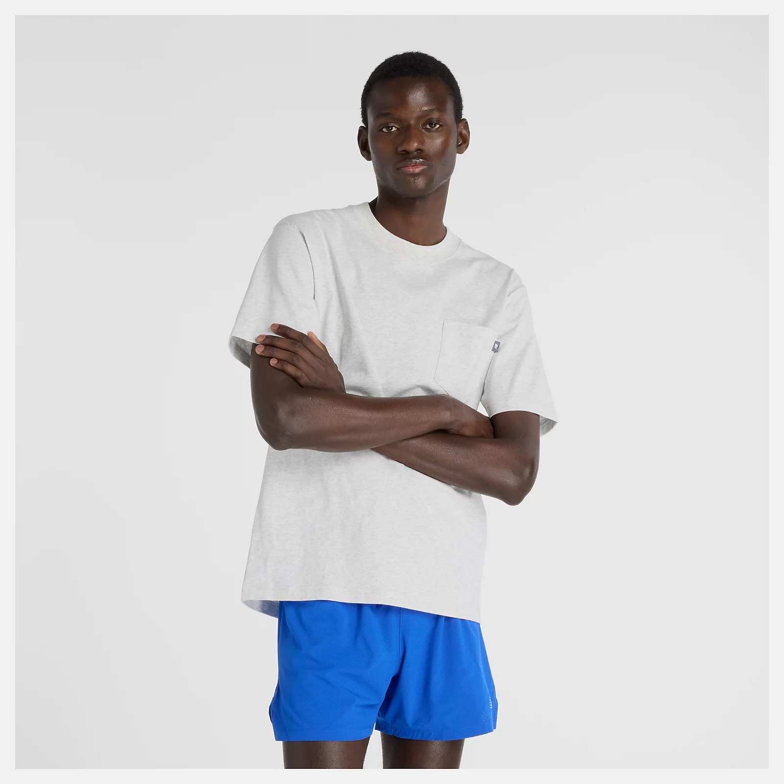 NEW BALANCE 短T NB 淺灰 口袋T 短袖 上衣 男 MT51501AHH