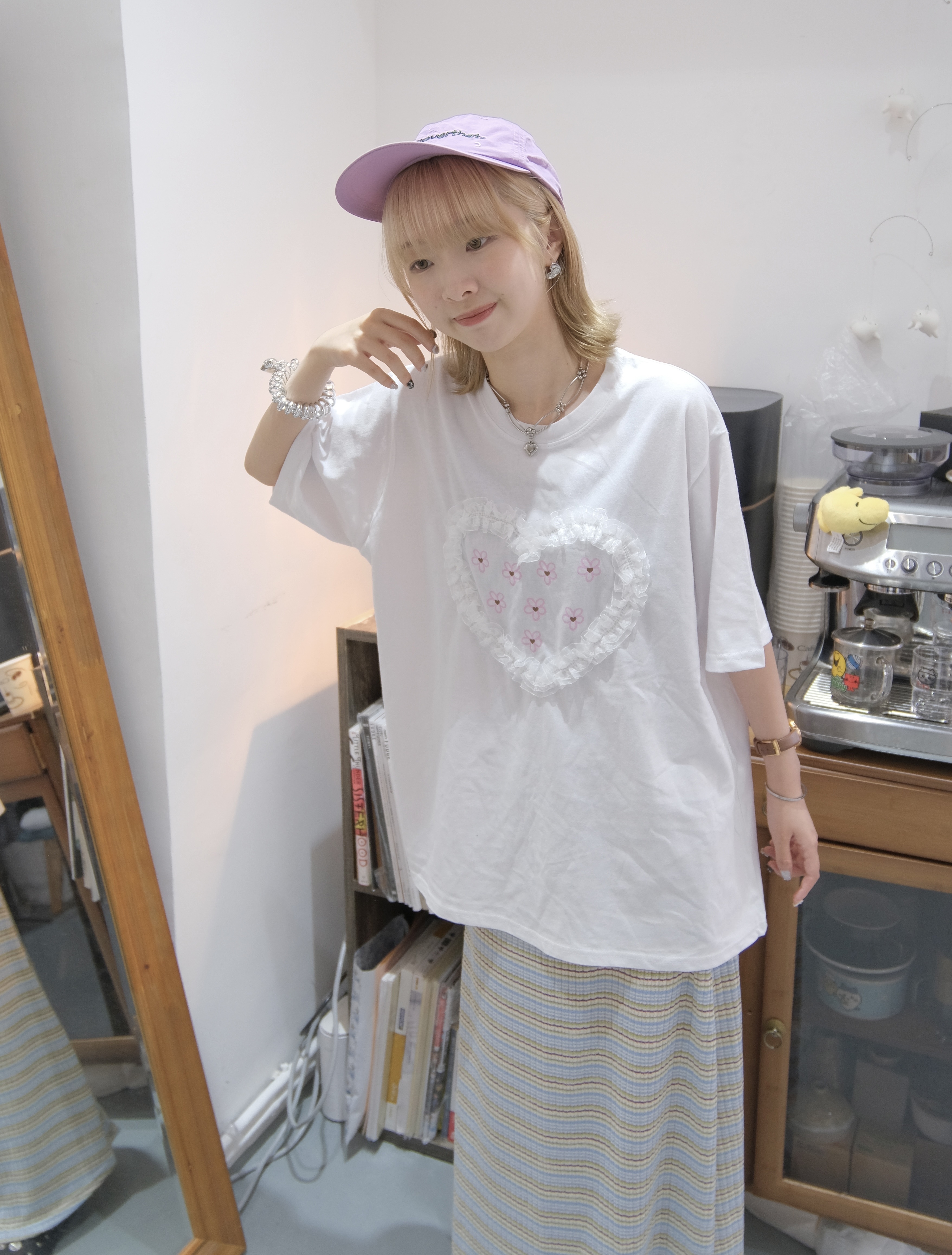 小花心形RUFFLE OVERSIZE TEE