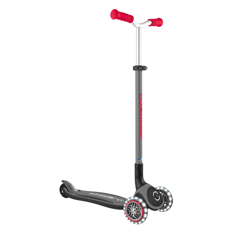 GLOBBER 2合1三輪折疊滑板車大師版(酷炫白光發光輪)-銀河系星際灰