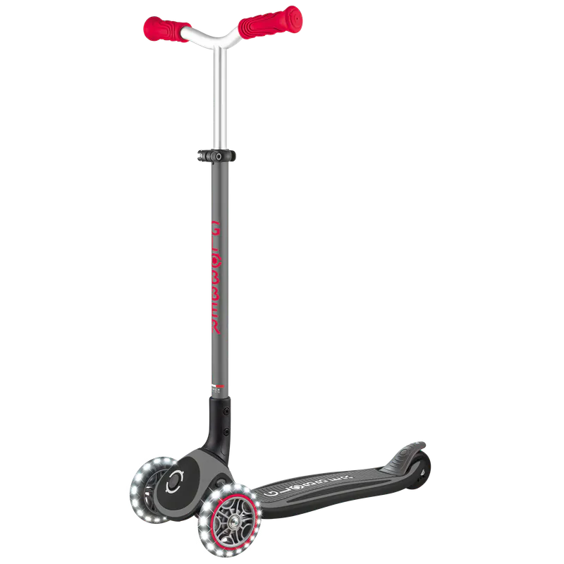 GLOBBER 2合1三輪折疊滑板車大師版(酷炫白光發光輪)-銀河系星際灰