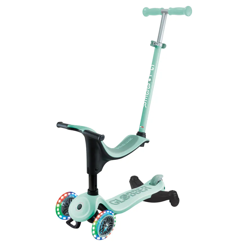 GLOBBER GO•UP 3合1輕奢版360度多功能三輪滑板車(LED發光前輪)-薄荷綠