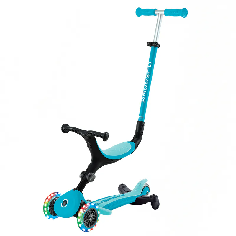 GLOBBER GO•UP 4合1運動版360度多功能三輪滑板車(LED發光前輪)-水藍色