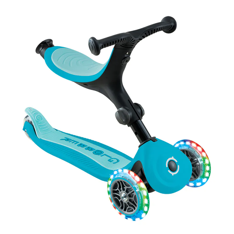GLOBBER GO•UP 4合1運動版360度多功能三輪滑板車(LED發光前輪)-水藍色