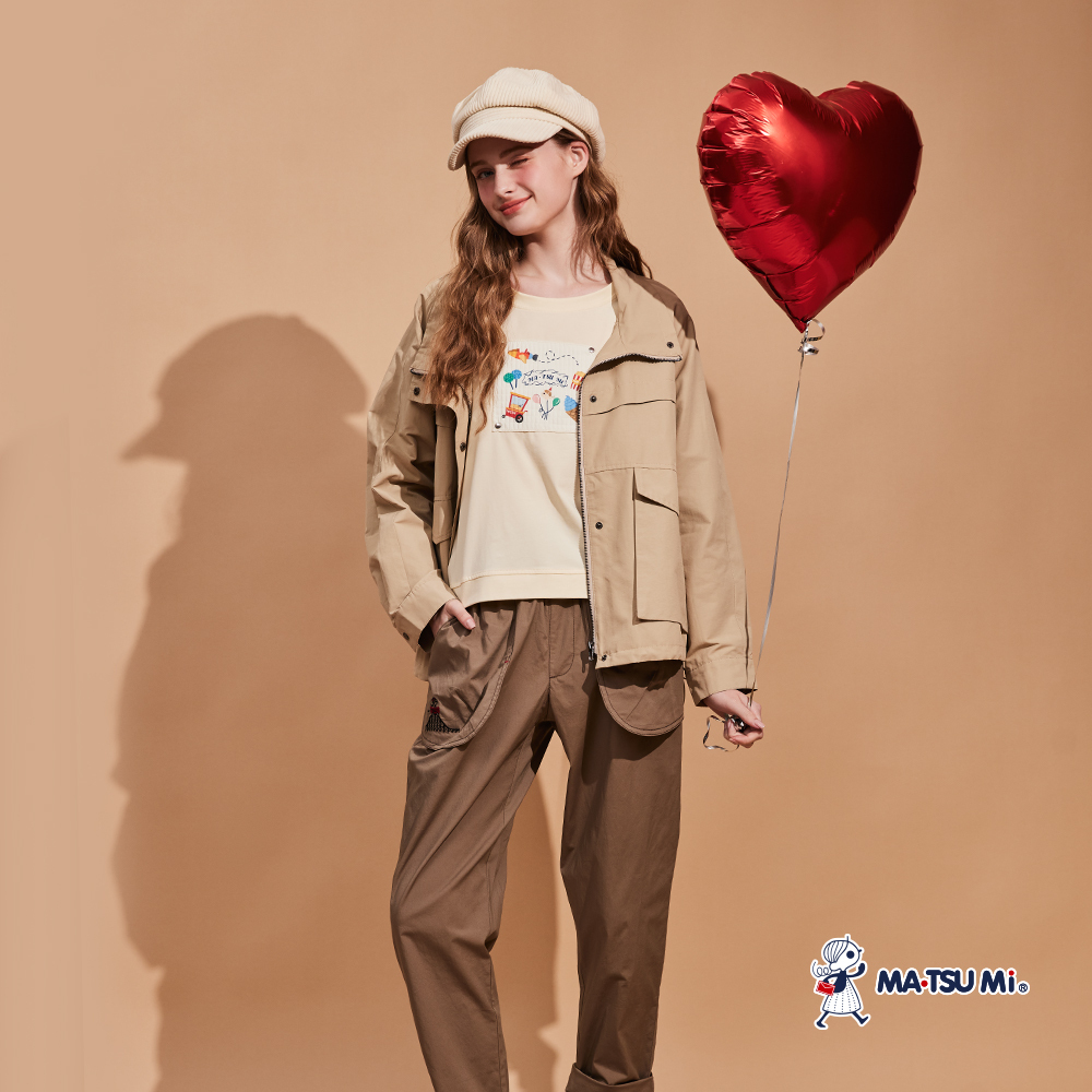 MA‧TSU Mi 大口袋內抽繩剪裁拼接設計輕量外套(卡其.深藍)