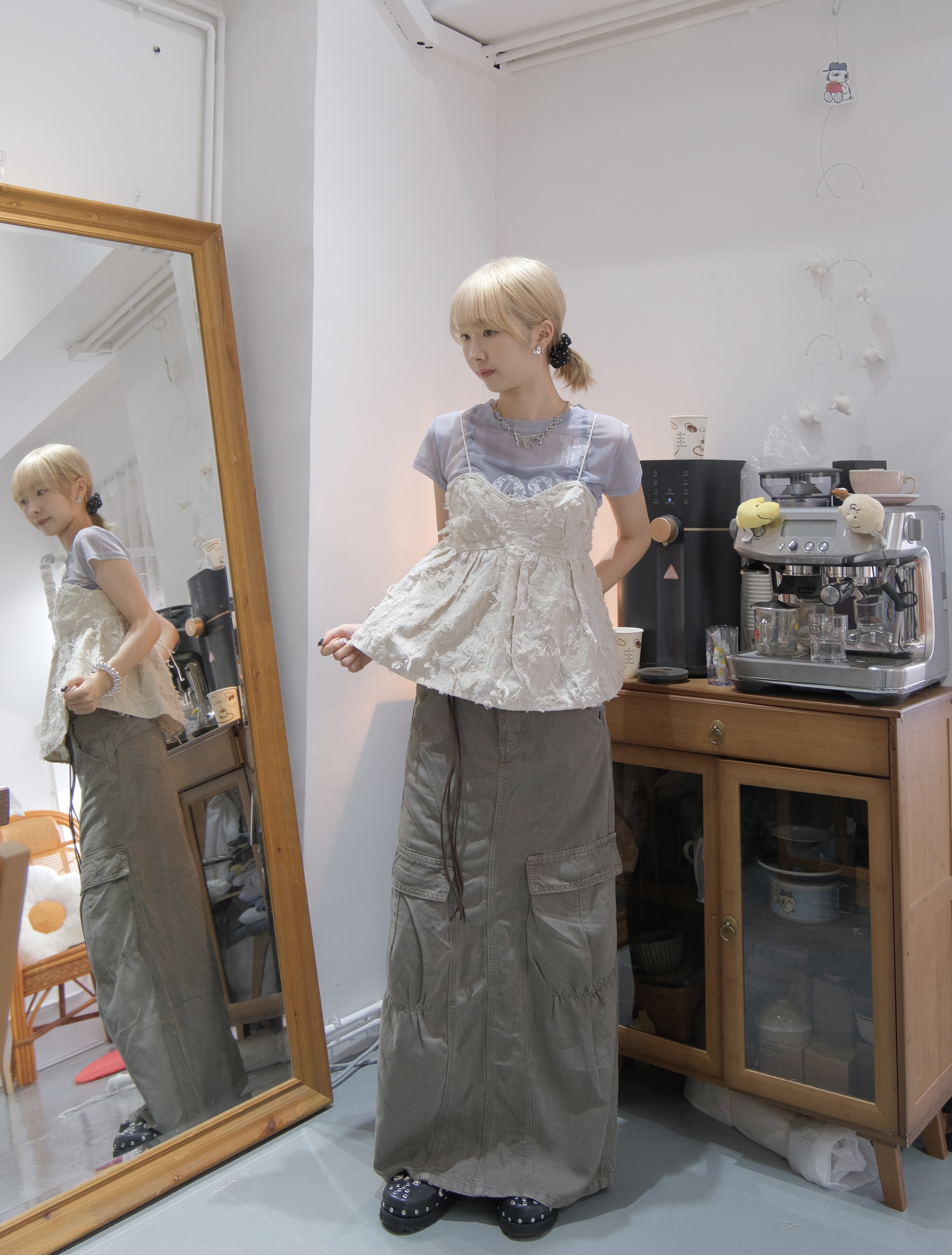 羽毛泡泡綁帶外撘