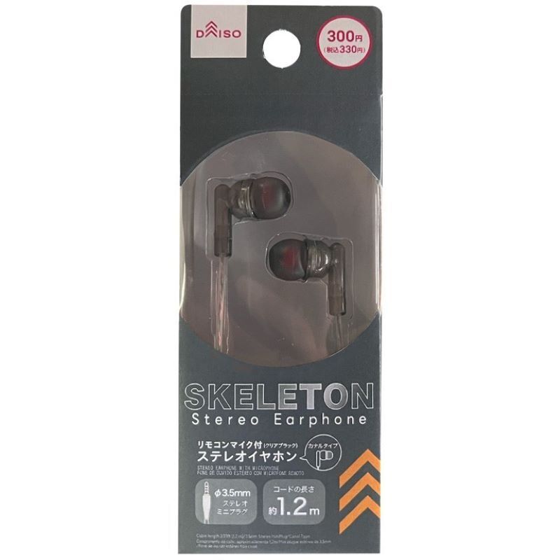 立體聲線控耳機/透明黑