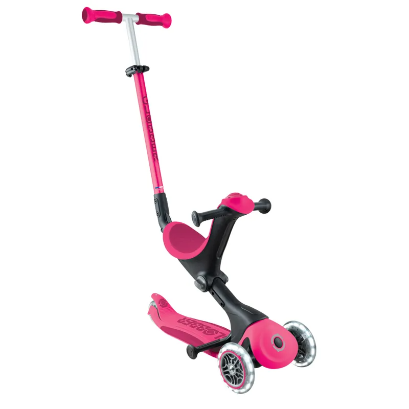 GLOBBER GO•UP 5合1酷炫版多功能滑板車(白光發光前輪)-浪漫流星桃