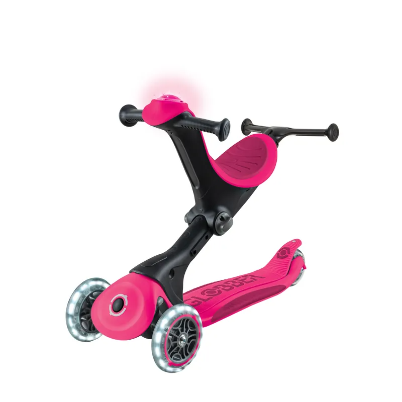 GLOBBER GO•UP 5合1酷炫版多功能滑板車(白光發光前輪)-浪漫流星桃
