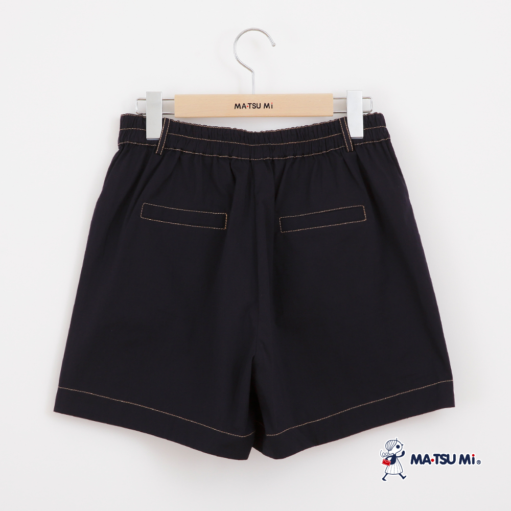 MA‧TSU Mi 口袋設計車線感活片棉質短褲(卡其.深藍)