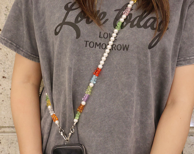 繽紛小熊軟糖珍珠手機掛繩(附墊片) 預購