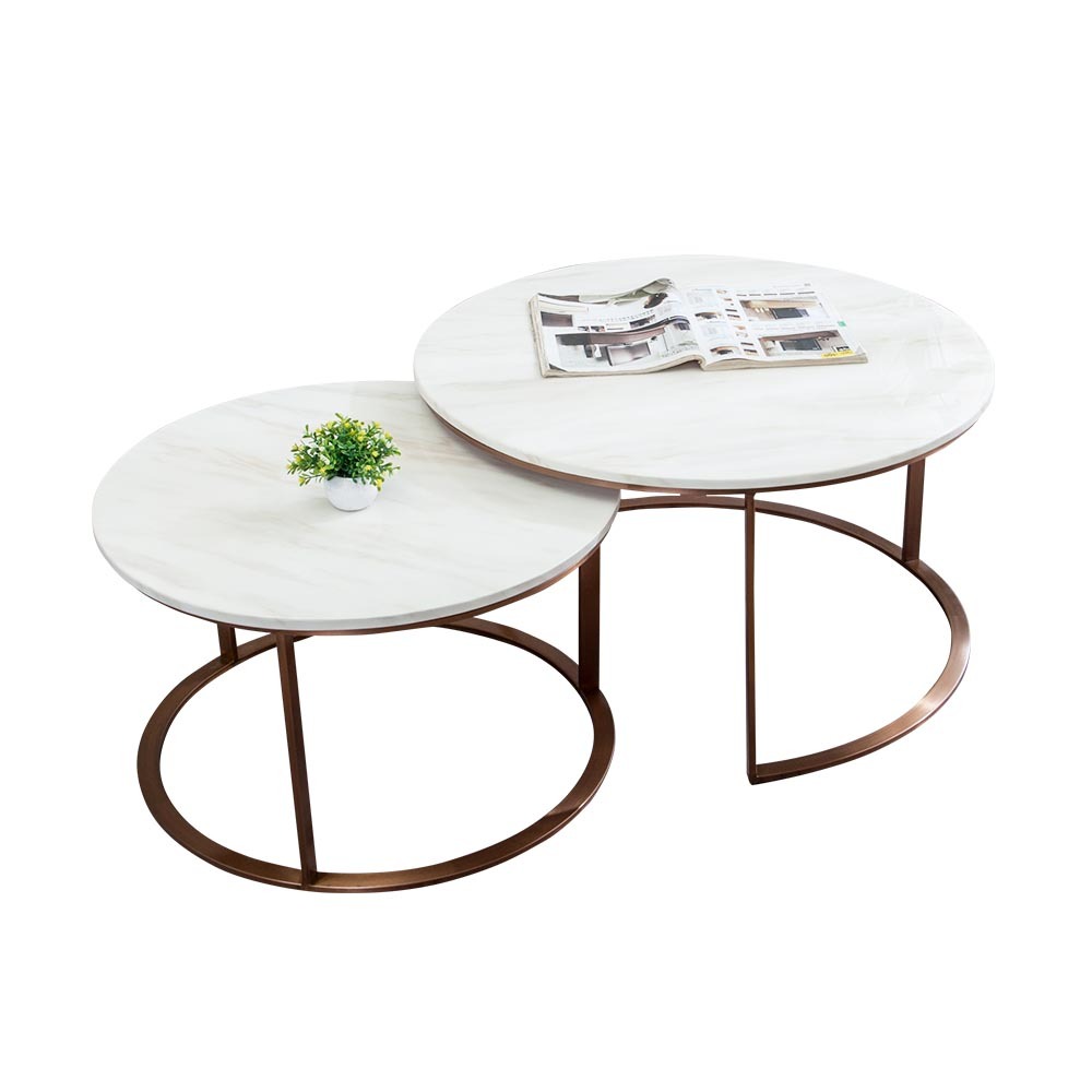 蒂爾4.9尺石面圓型茶几組合(大圓茶几+小圓茶几)