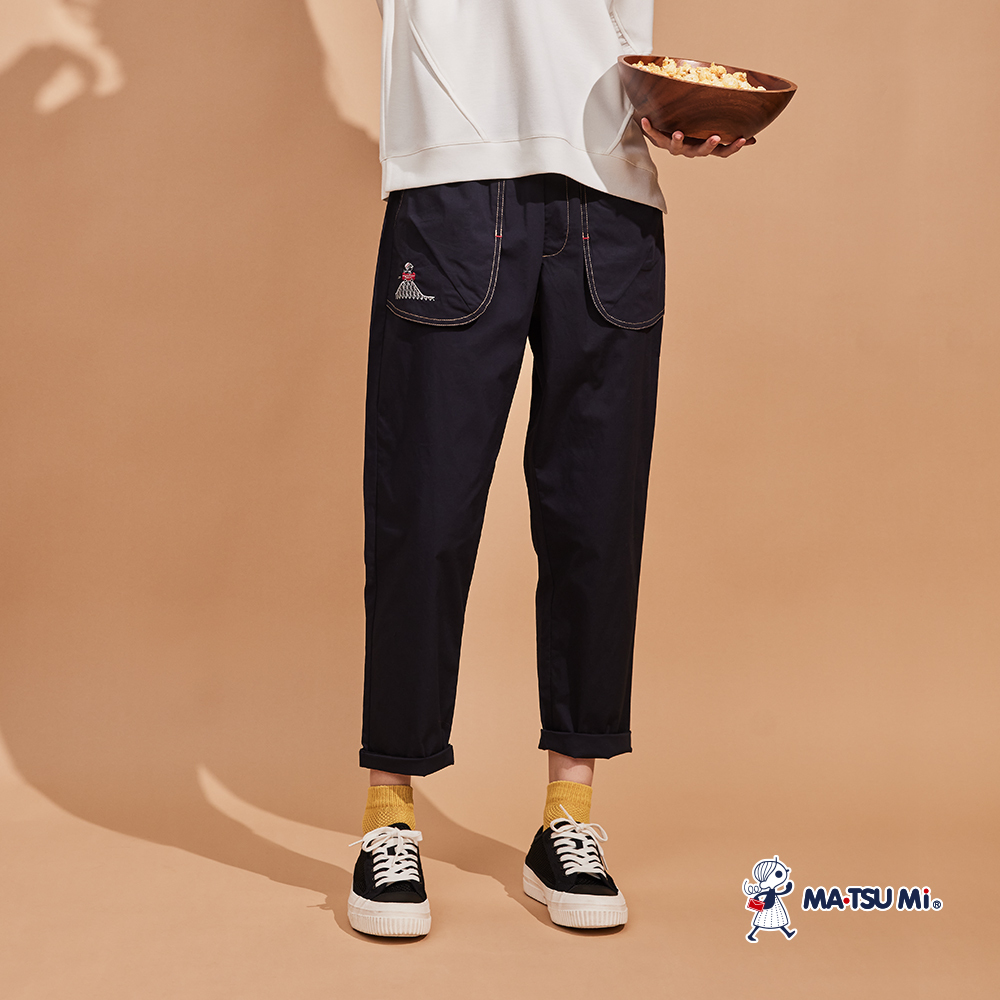 MA‧TSU Mi 大口袋設計舒適高含棉筆管長褲(卡其.深藍)