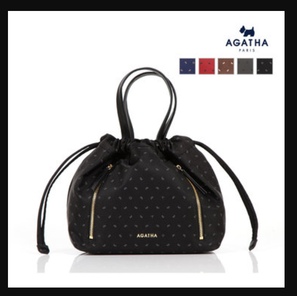 [S] AGATHA Mirage Shirring Tote Bag, Black, AGT194-113-Black (SAG630)