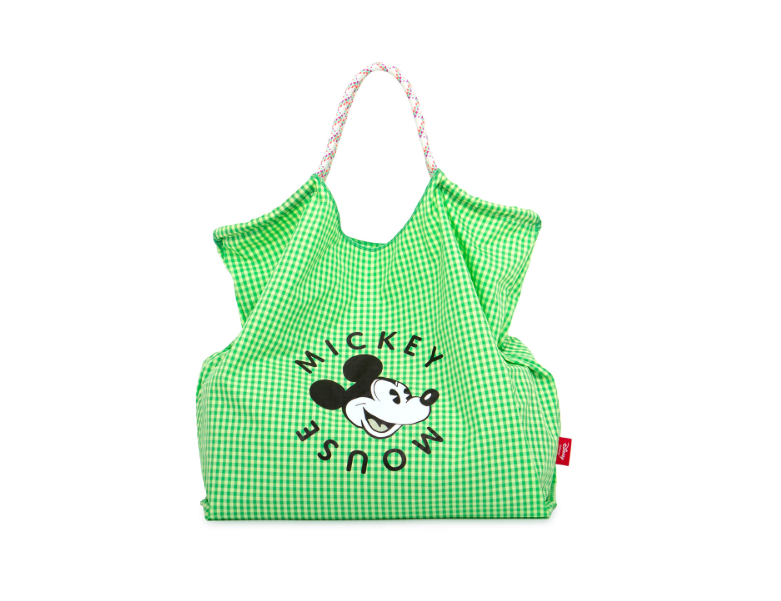 [S] LE.JUNEV MICKEY CHECKED TOTE BAG,GREEN, SLJV177 [FINAL SALE] (SLJV177)