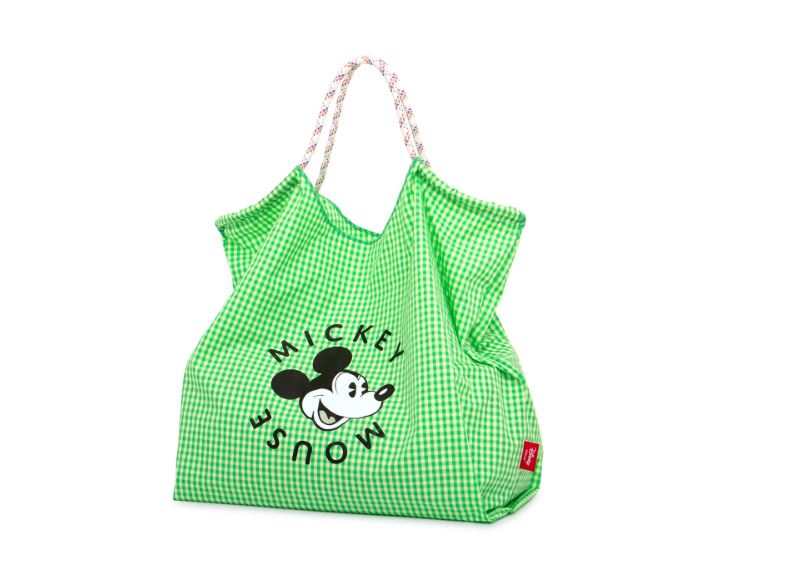 [S] LE.JUNEV MICKEY CHECKED TOTE BAG,GREEN, SLJV177 [FINAL SALE] (SLJV177)