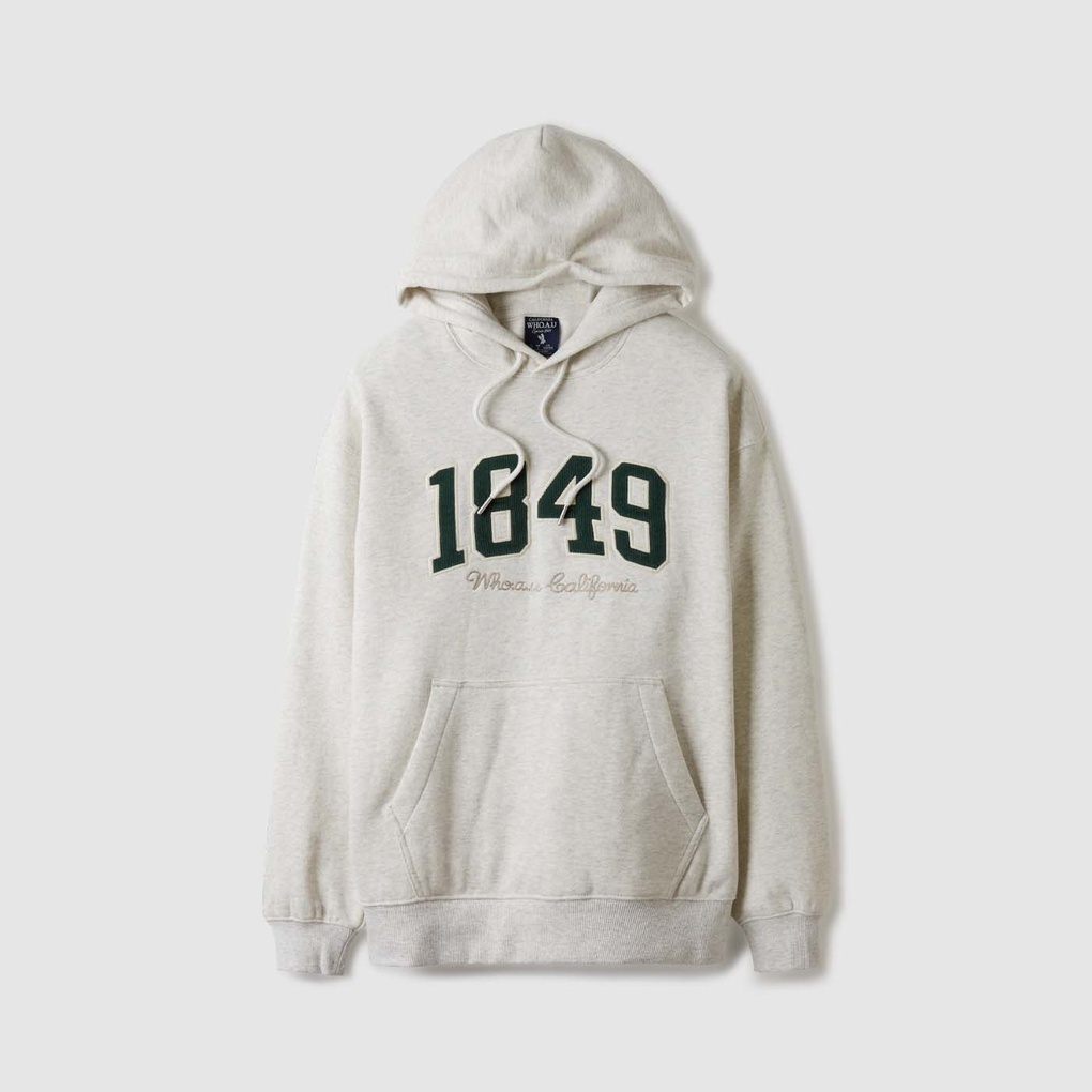 [S] WHO.A.U BIG LETTER PATCH HOODIE,OATMEAL MELANGE, WHMHE4T12U-OATMEAL MELANGE (SWAU462)