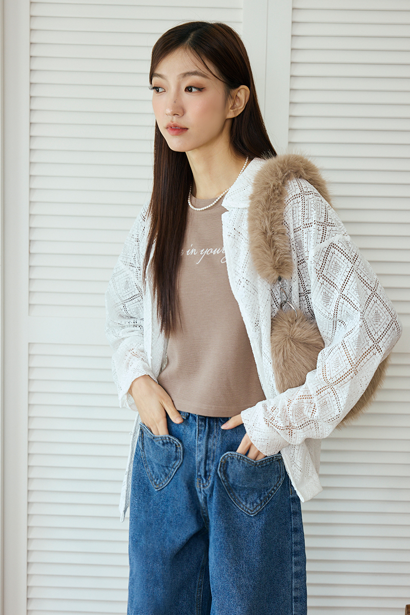 微光鏤空紋理襯衫