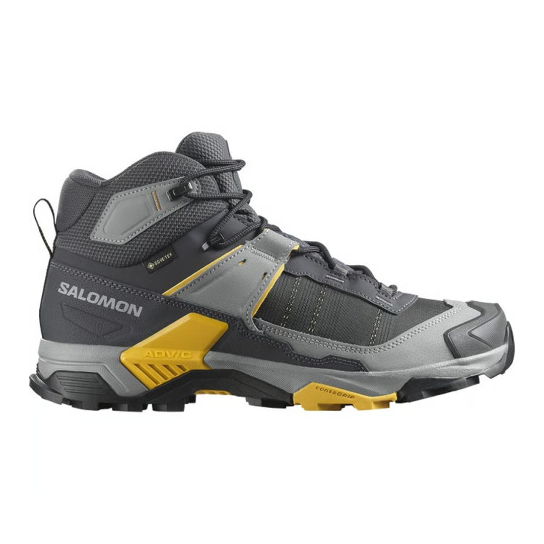 SALOMON 法國  X ULTRA 5 GTX 中筒登山鞋 男款 (瀝灰色/石碑灰色/辣芥黃色) 33SL477541