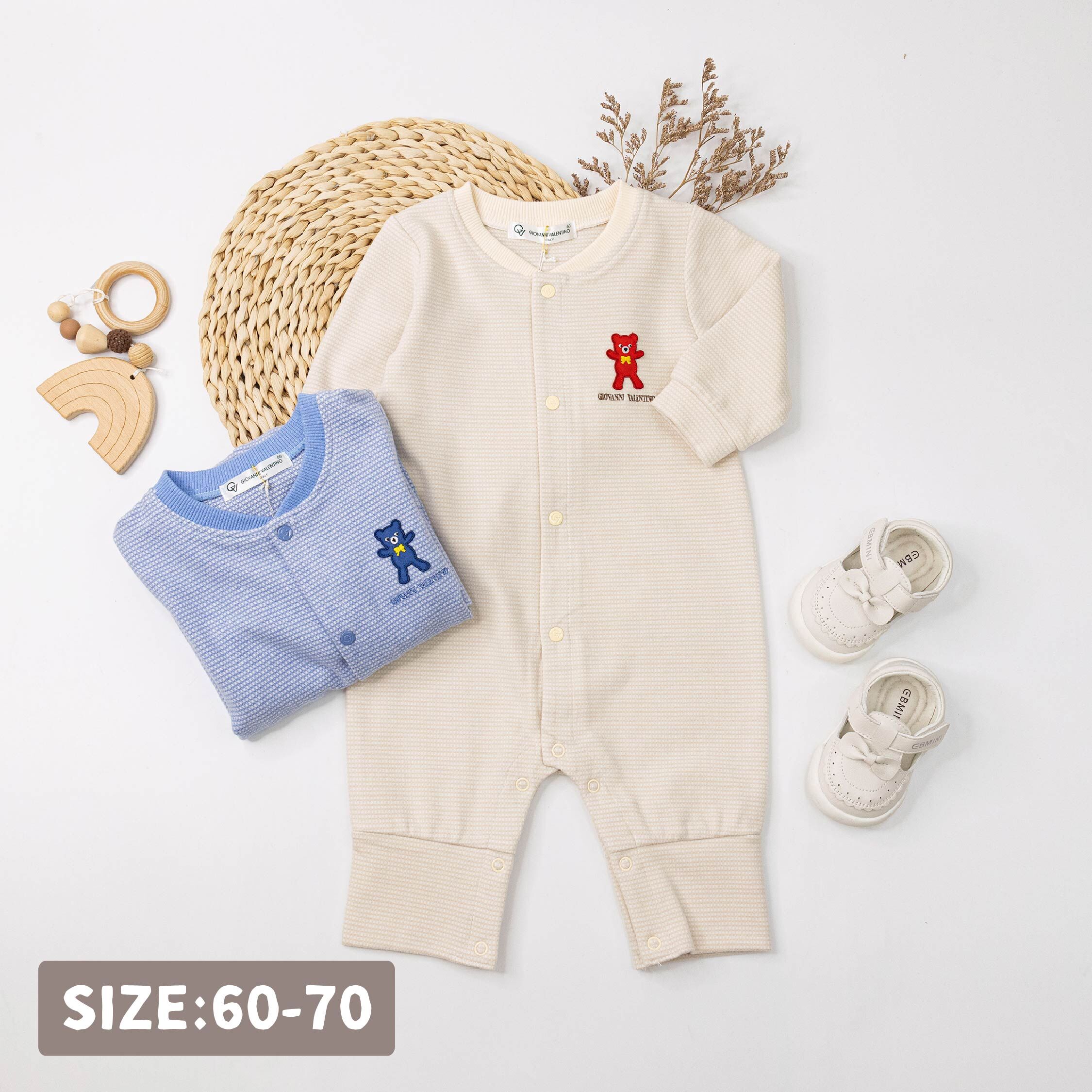 范侖鐵諾【32521】經典小熊布貼細格連身裝/蝴蝶衣＊二色