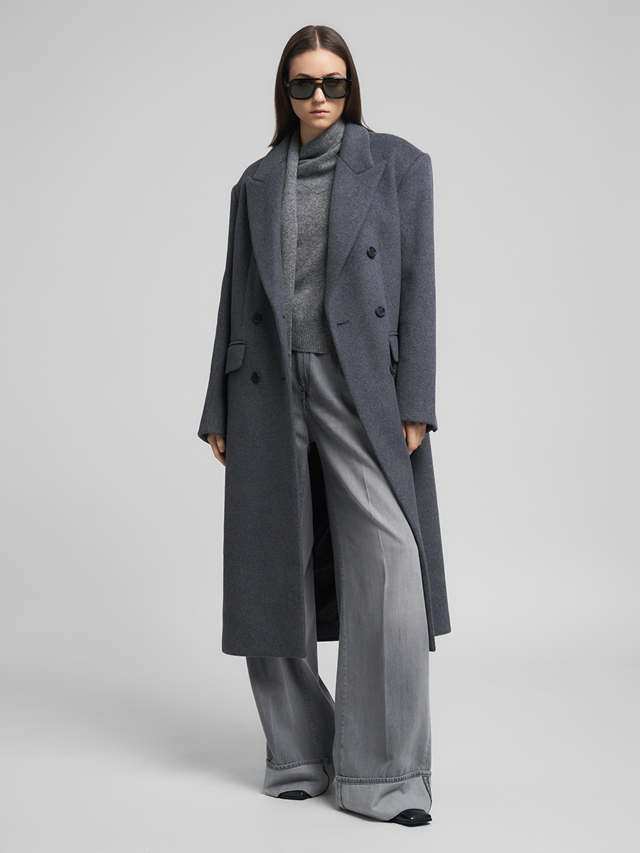 NALAJA 灰色丹寧牛仔寬褲