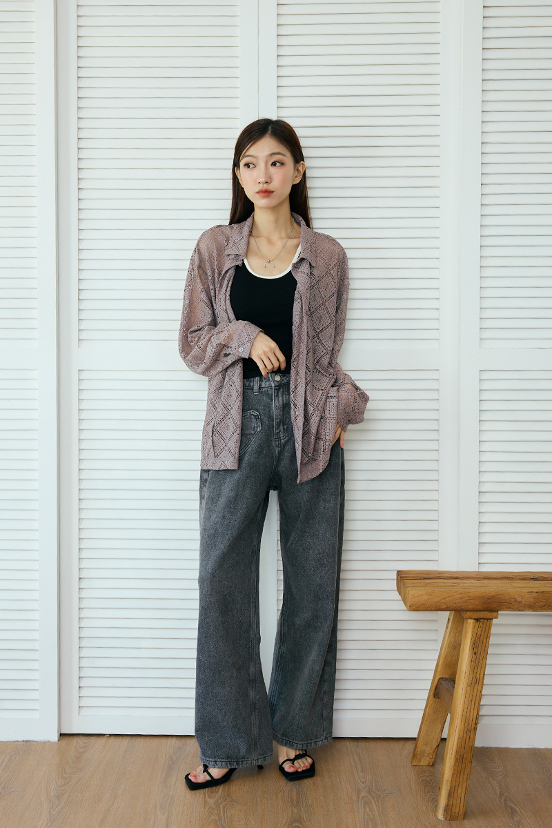 微光鏤空紋理襯衫