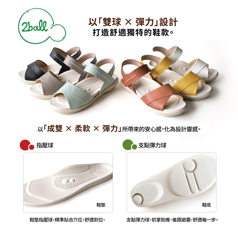大阪樂步健康鞋 2ball 都會風知性優雅後帶涼鞋TB201(BLK-黑色)