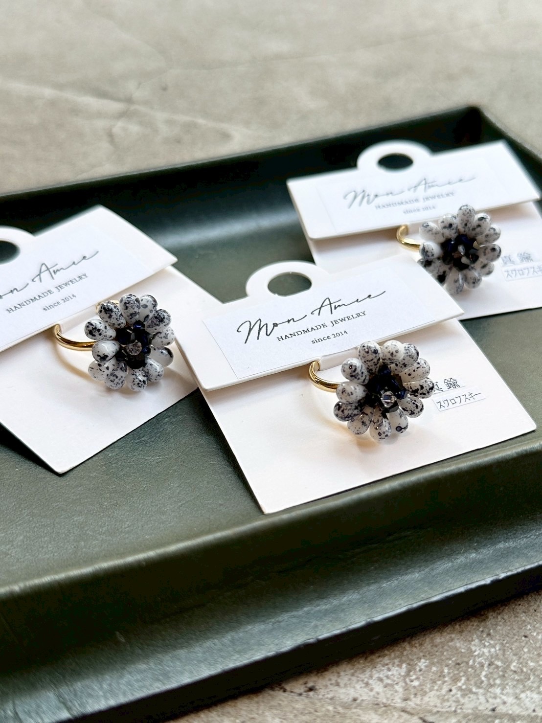 [Mon Amie] 串珠花卉寶石戒指 | 潑墨 | NO.20