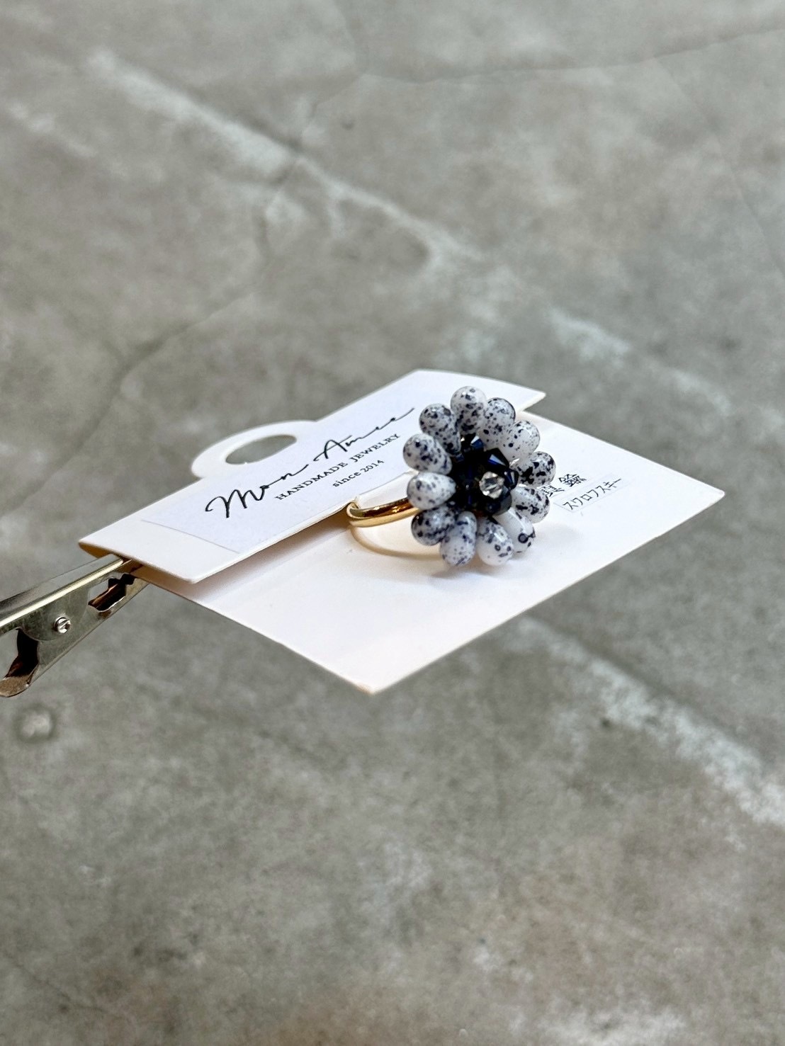 [Mon Amie] 串珠花卉寶石戒指 | 潑墨 | NO.20