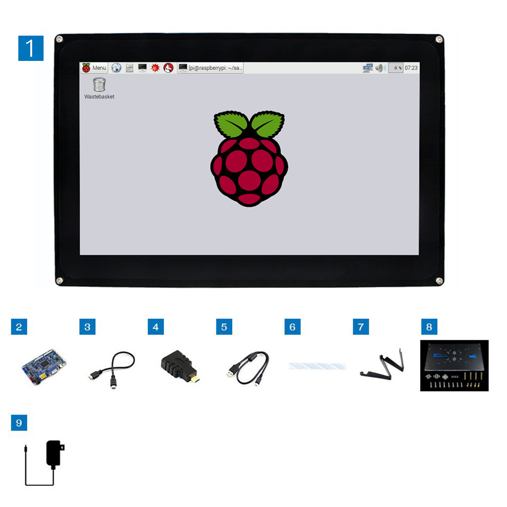 10.1吋 電容式觸控LCD螢幕 1024×600 (帶外殼),出貨清單