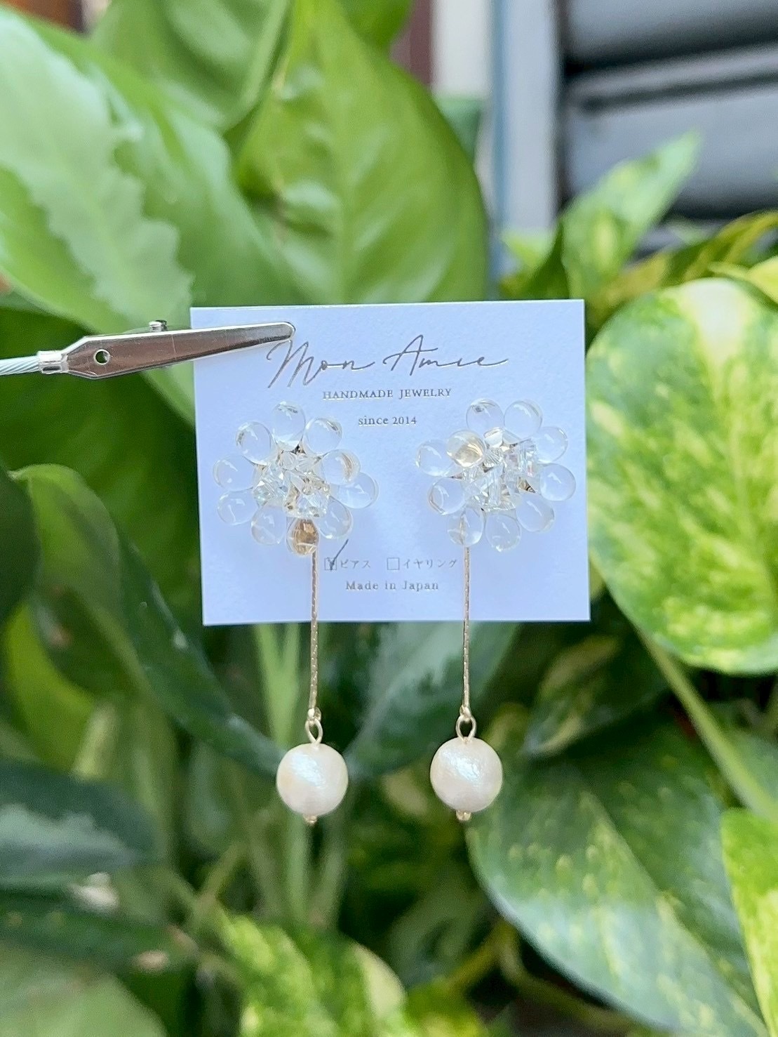 [Mon Amie] 串珠花卉垂墜耳環 | NO.21 | 耳針