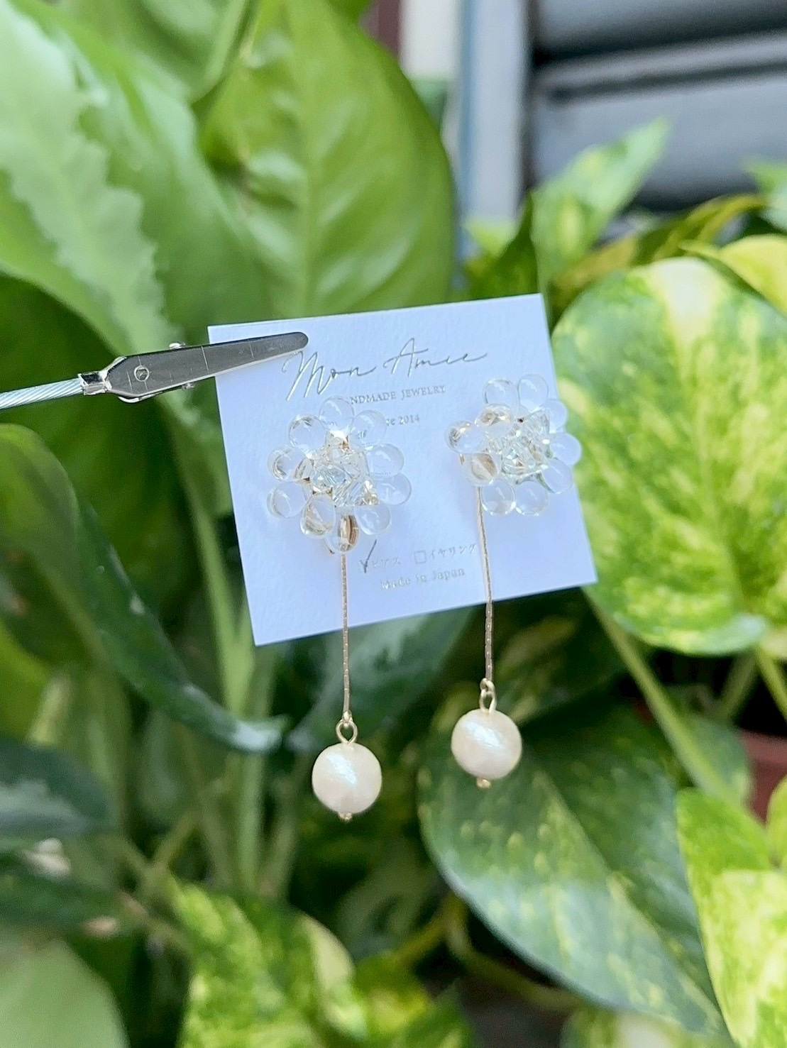 [Mon Amie] 串珠花卉垂墜耳環 | NO.21 | 耳針