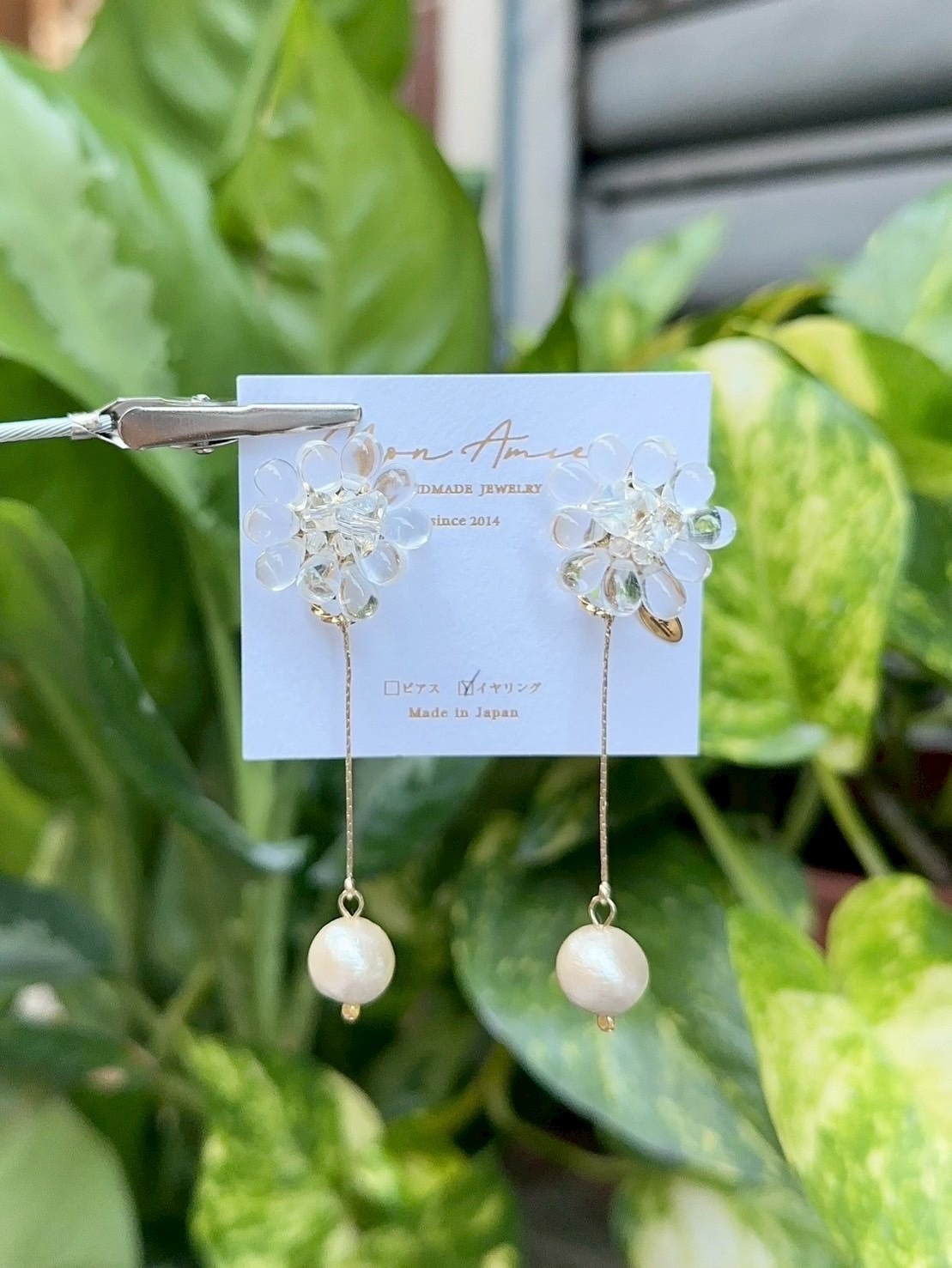 [Mon Amie] 串珠花卉垂墜耳環 | NO.21 | 耳夾