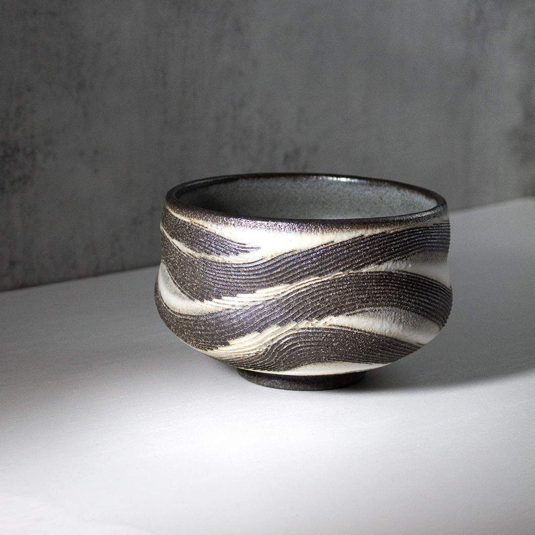 山水刷韻墨染茶碗