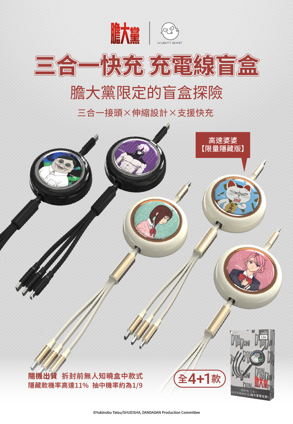 頑皮鬼 三合一 快充充電線盲盒（膽大黨限定款）