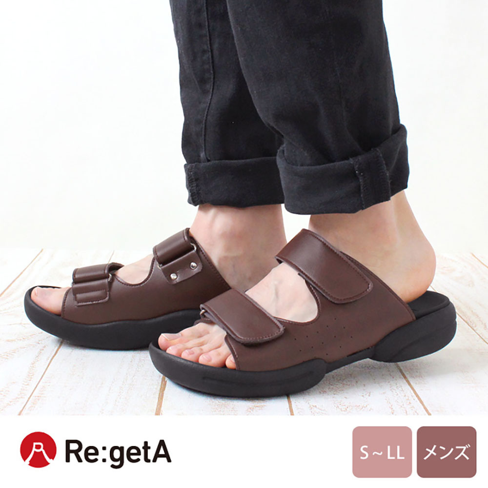 大阪樂步健康鞋 Re:getA魔鬼氈涼鞋R231M(DBR-深咖啡)