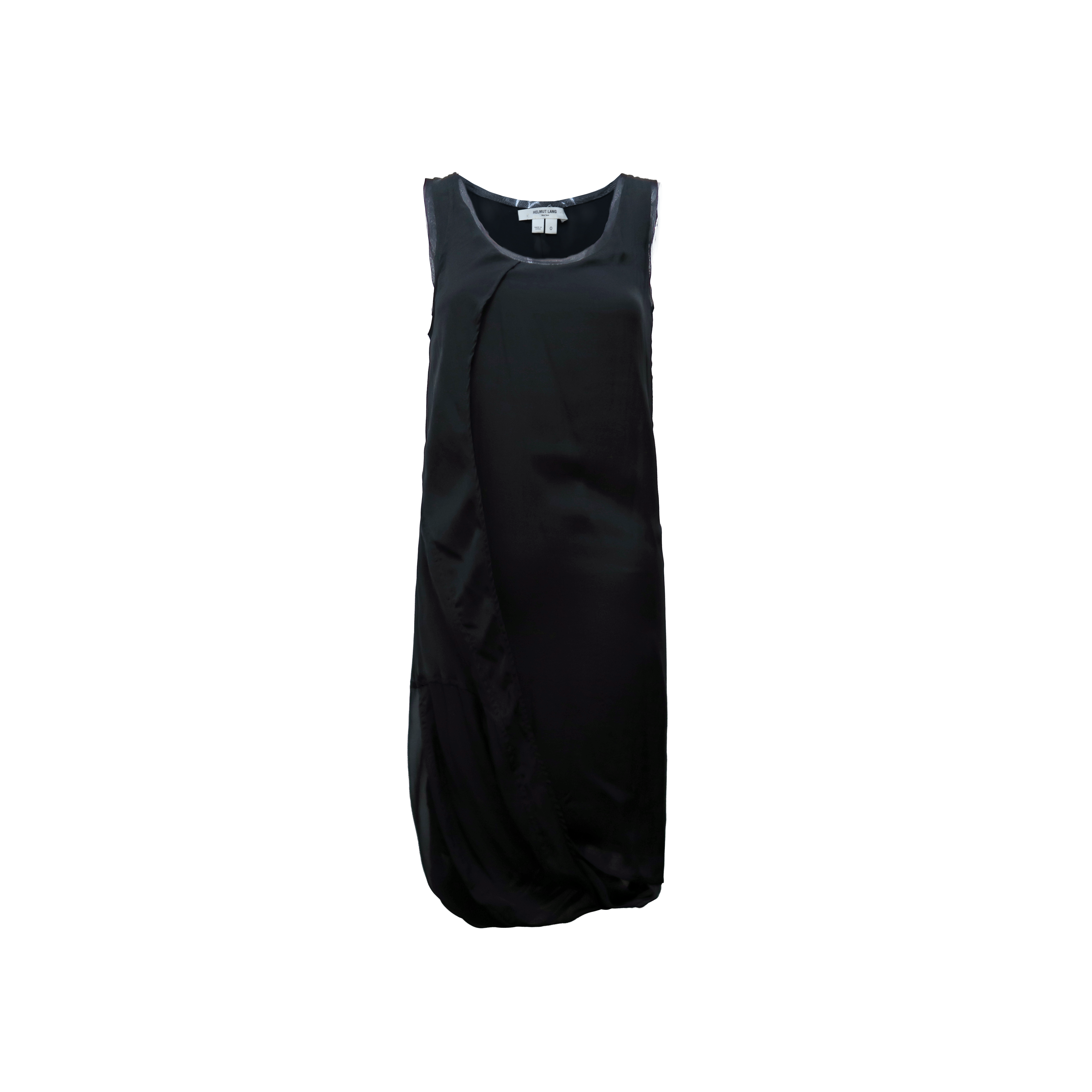 Black sleeveless silk dress