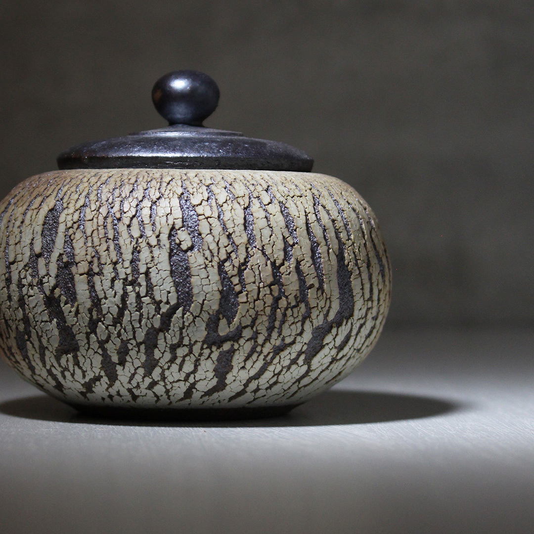 爆裂染霞柴燒茶葉罐H006D