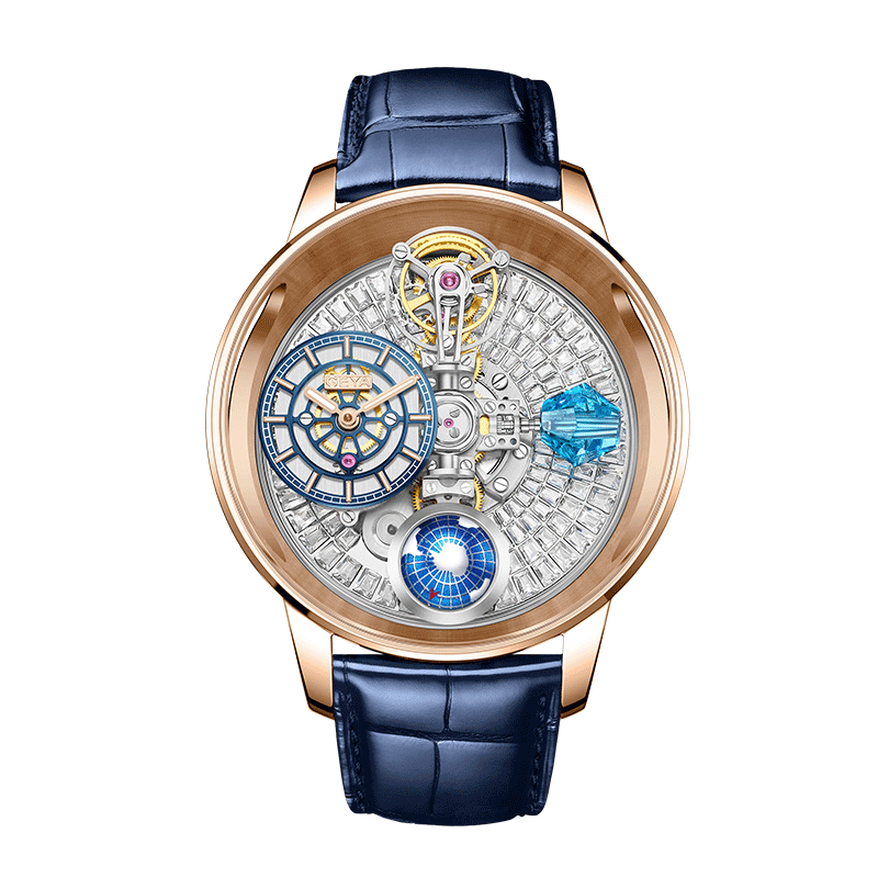 【GEYA 格雅】 天體系列 G78201GHB 天宮1號 夜光 真皮 晶鑽 滿鑽 鏤空 機械&石英 手錶