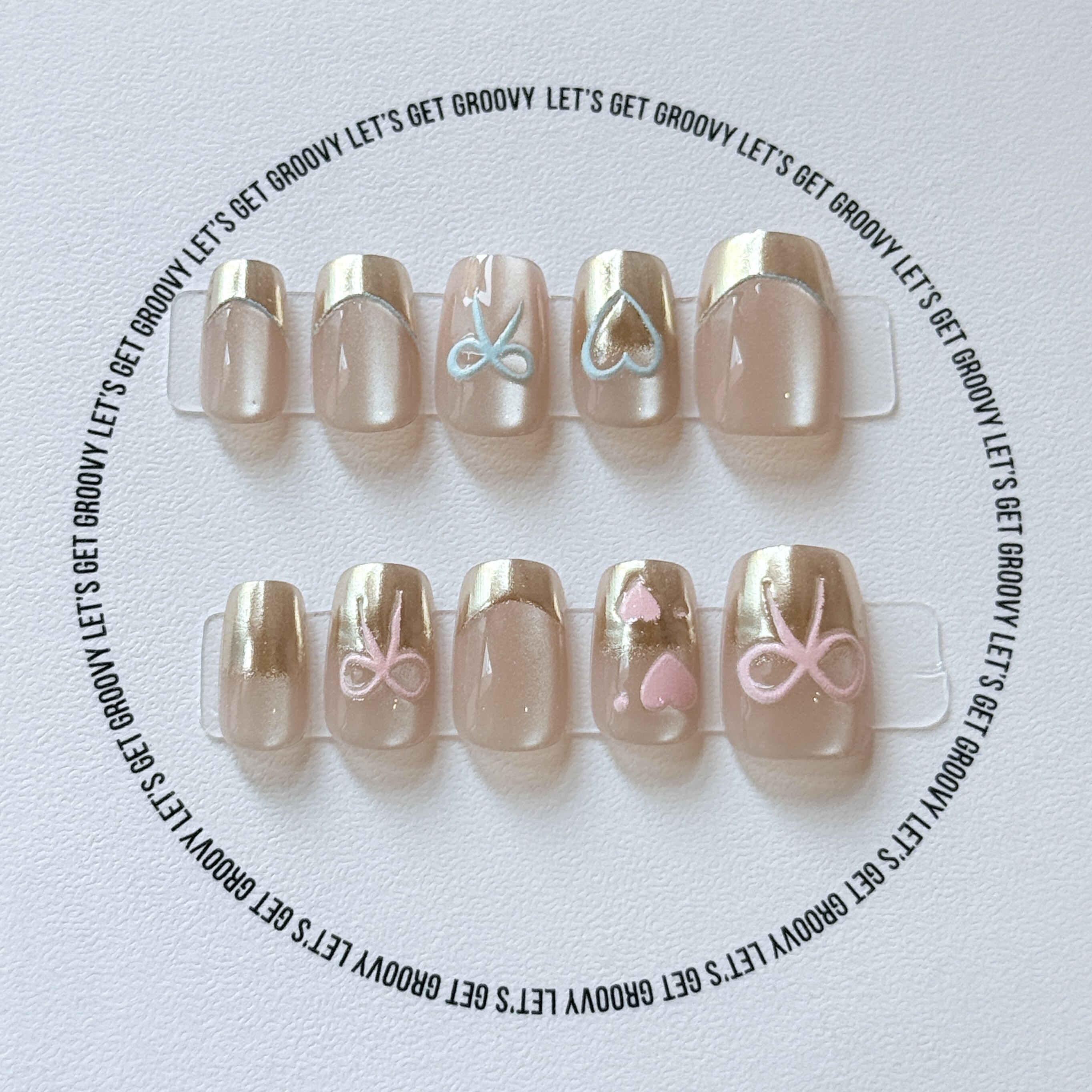 Slay ︳Golden French Style with Pink and Blue Bow