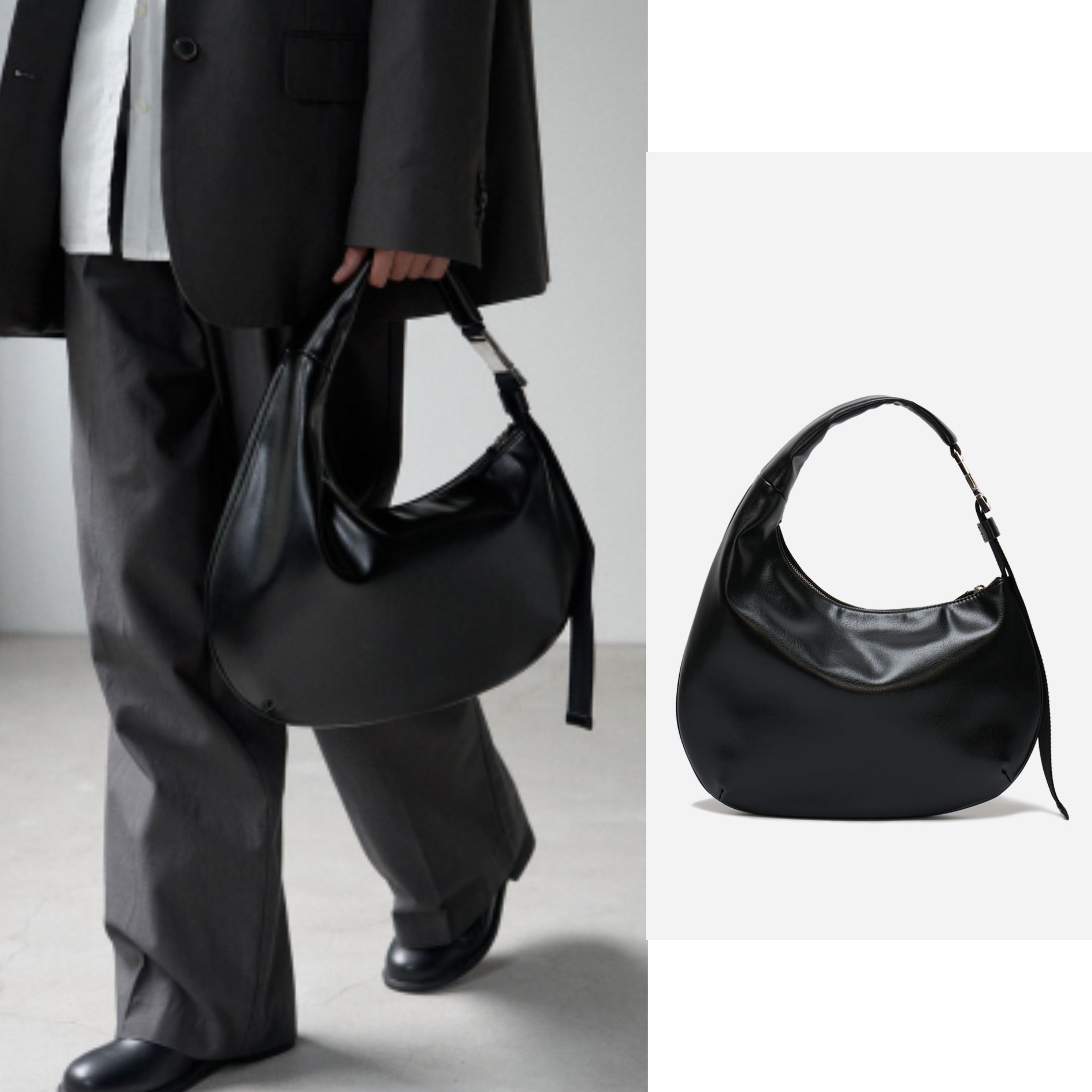 atclip] UNBALANCE HOBO BAG (leather) (2 colors)