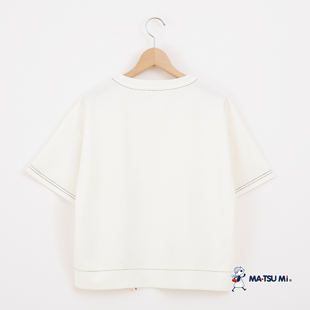 MA‧TSU Mi 異材質拼接不對稱撞色車線剪接縫線設計上衣(白.黑)