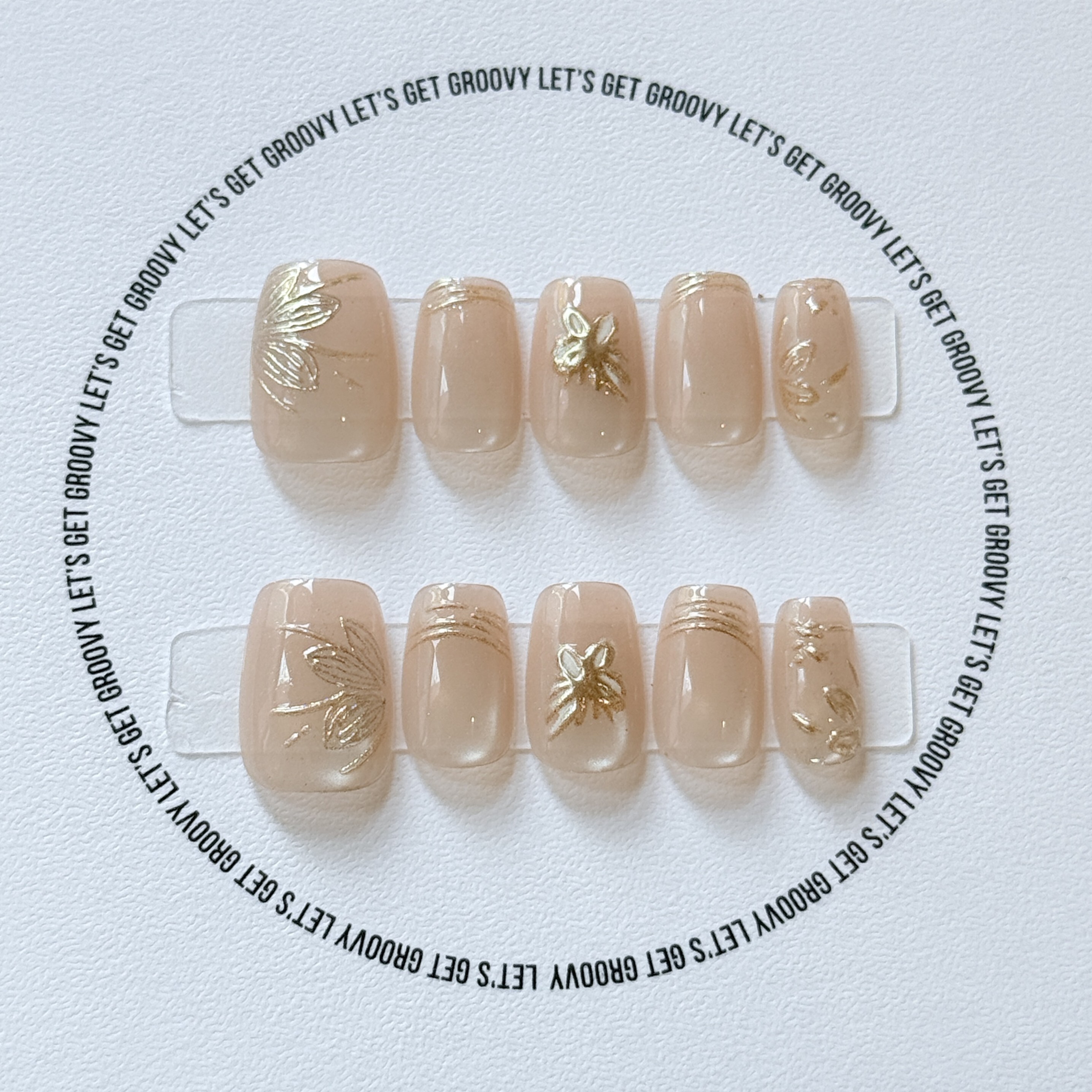 Slay ︳Elegant Nude Color with gold line pattern