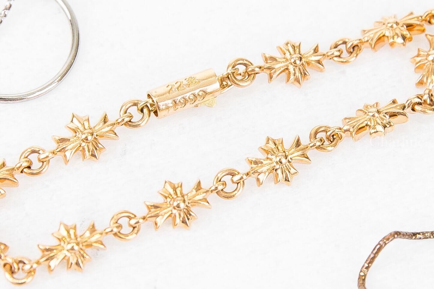 Chrome Hearts Tiny E 10 Link 22K Gold Bracelet 金色10節十字架22K金手鍊
