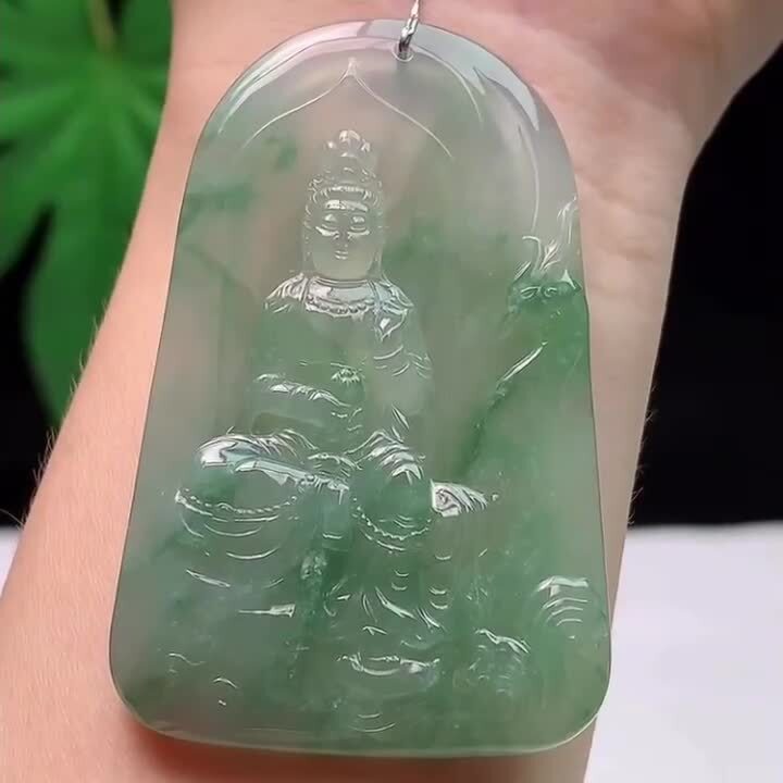 翡翠飄花自在觀音,天然翡翠A玉, 緬甸玉, Jade, Jadeite