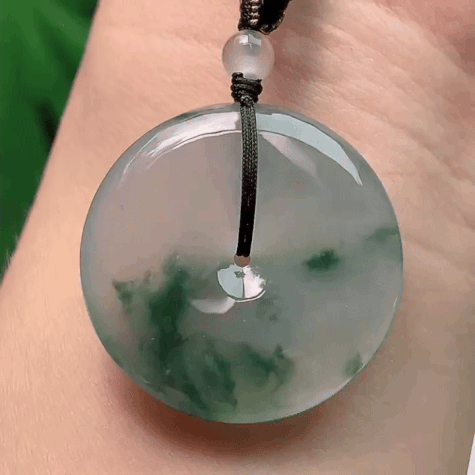 91320 翡翠高冰飄花平安扣 (29.1mm直徑)