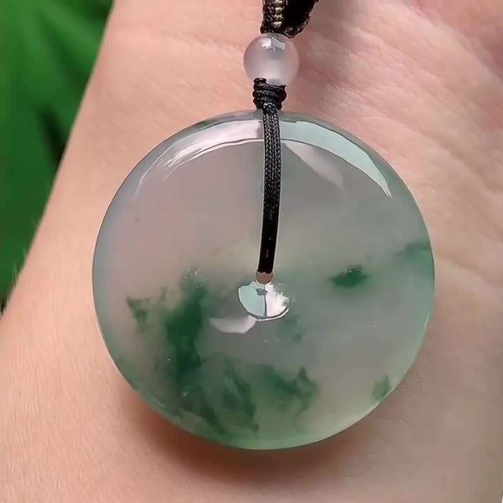 翡翠高冰飄花平安扣 (29.1mm直徑),天然翡翠A玉, 緬甸玉, Jade, Jadeite