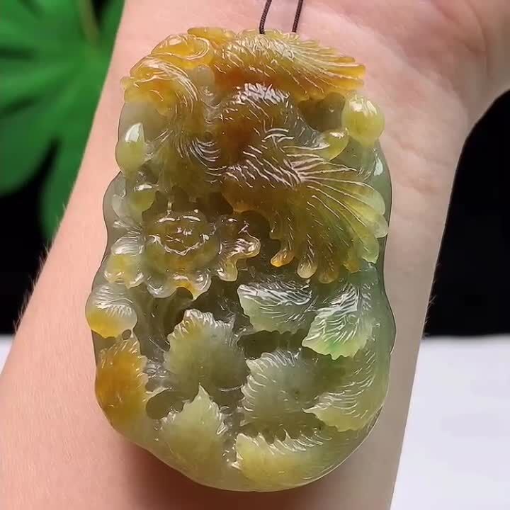 翡翠黃翡鳳凰牌,天然翡翠A玉, 緬甸玉, Jade, Jadeite