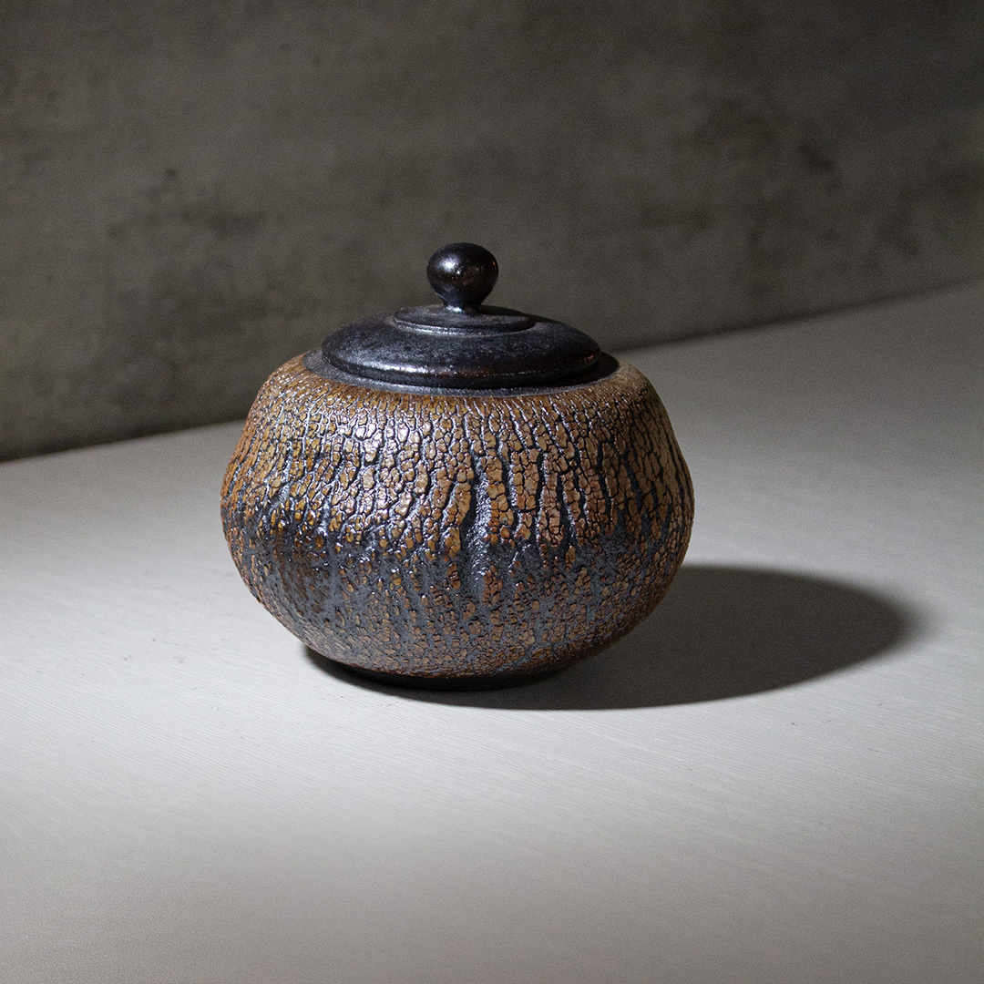 爆裂染霞柴燒茶葉罐H004D