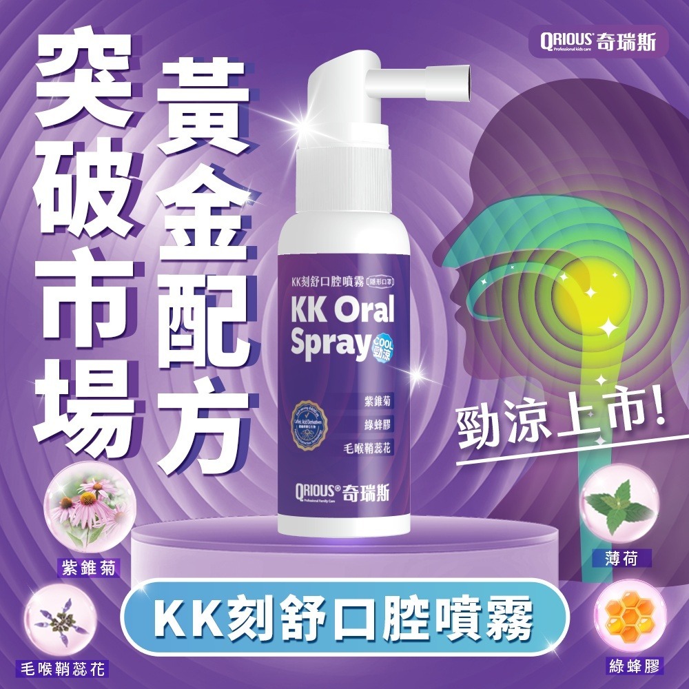 QRIOUS奇瑞斯 紫錐菊KK刻舒口腔噴霧-勁涼枇杷口味