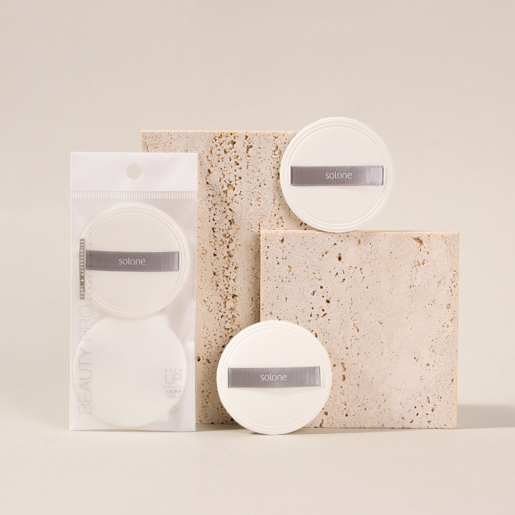 Solone 雪紗柔霧短絨粉撲 圓形 2入【AQ022】